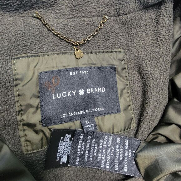 Lucky Brand Womens XL  Jacket Diamond Quilted Modern Barn Lined Green Coat - Picture 4 of 11